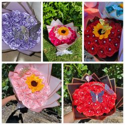 Ribbon & Real Rose Boquets 