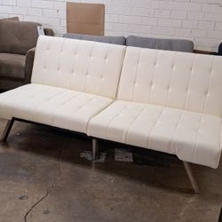 New 2 Futon Sofa Faux Leather Vanilla Color See Pictures For Dimensions 