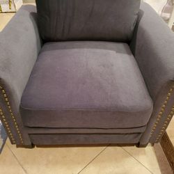 *Brand New* Microfiber Club Chair With Rolled Arms, Dark Grey