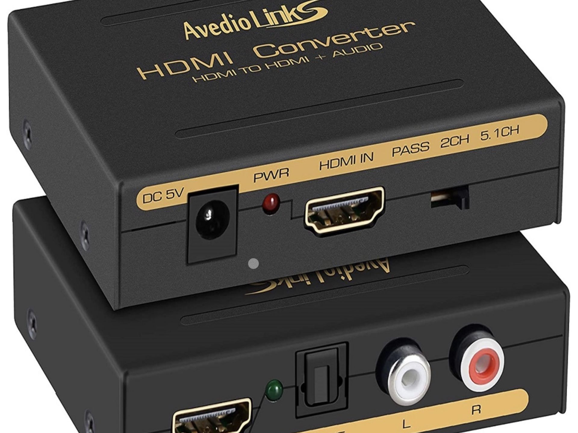 HDMI Audio Extractor Splitter, avedio links 1080P HDMI to HDMI Audio Converter + Optical Toslink SPDIF + RCA L/R Stereo Analog Audio,