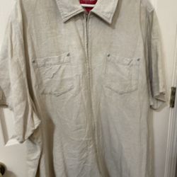 Linen Blouse W/zippered Closure Size 4x Tan In Color