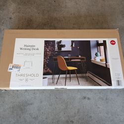 New Threshold Hairpin Writing Desk with Storage Brown