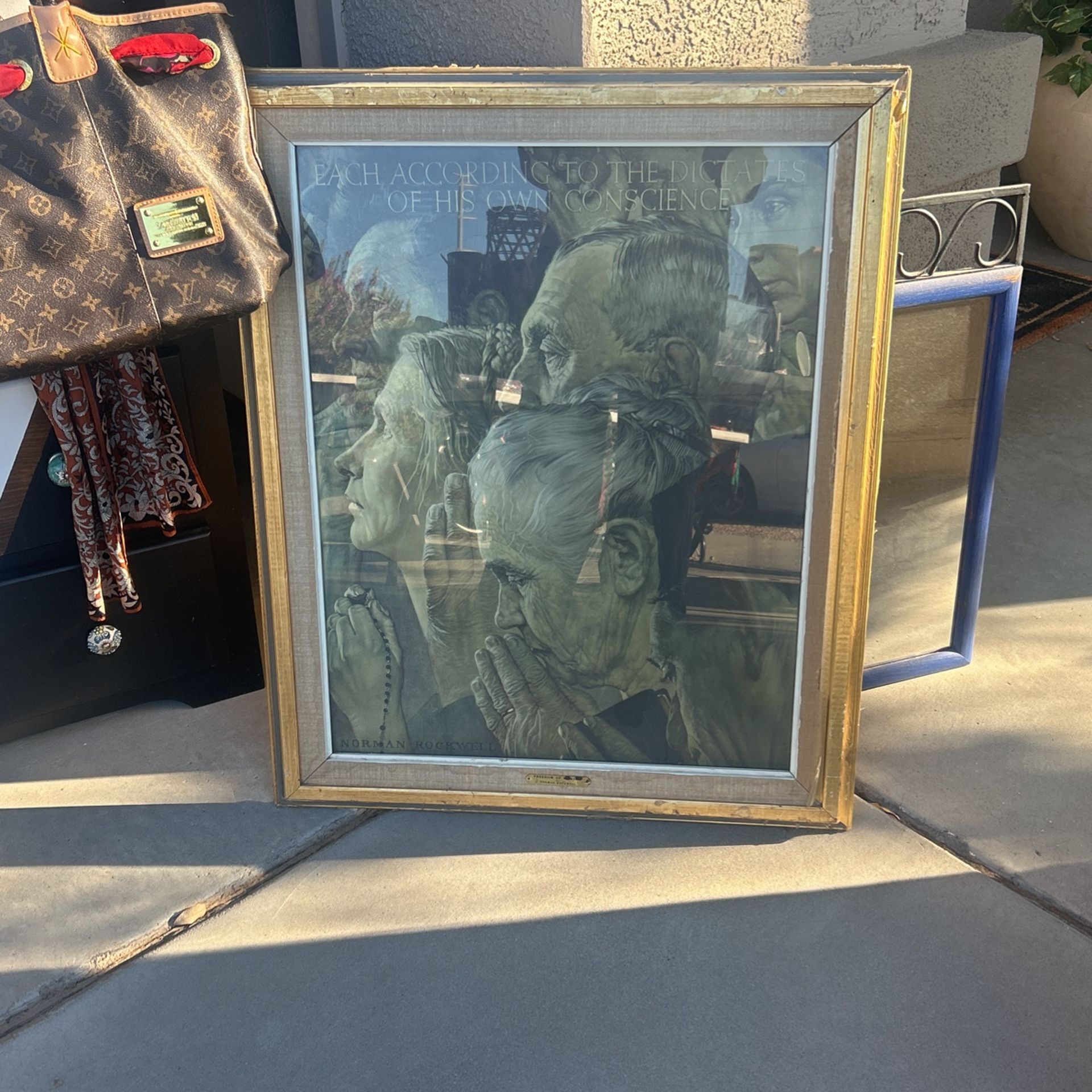 Vintage Large Picture Freedom Of Worship by Norman Rockwell