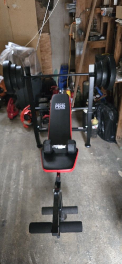 Marcy Pro Standard Weight Bench with 100 lb Weight Set