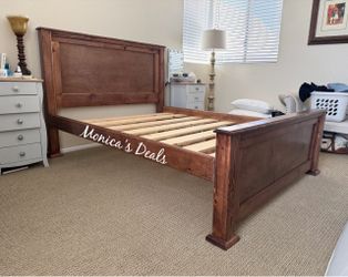 Queen Solid Wood Bed Frame $480