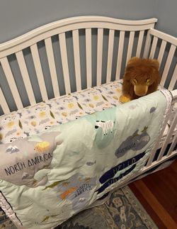 White crib + New Serta Reversible Baby/toddler Mattress