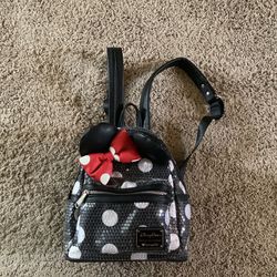 Disney Minnie Mouse Sequin Backpack Red Polka Dot Bow