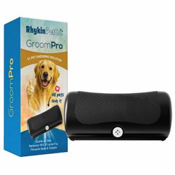 Brand New Rhykin GroomPro Dog Deshedding Brush I Undercoat Removal Tool for Dogs | Reduces Shedding Pet Hair Grooming Comb, with a Stainless Steel Bla