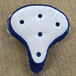 BIKE SEAT LOWRIDER BLUE WHITE VELOUR NEW F&R CYCLES 