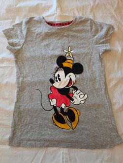 Disney Girls Grey Tee with Minnie Mouse Graphic Size 7/8