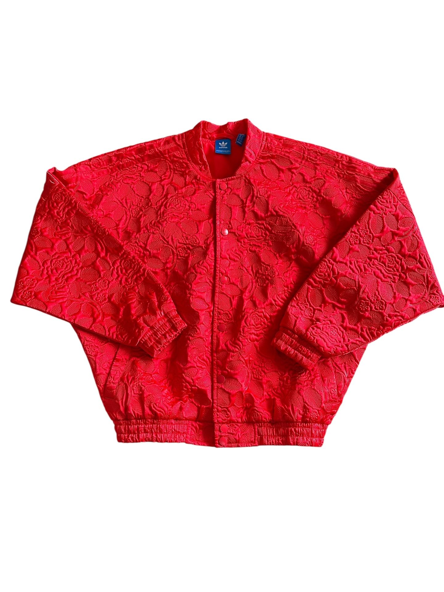 Adidas X Rita Ora Limited Edition Red Rose Lace Oversized Large Bomber Jacket