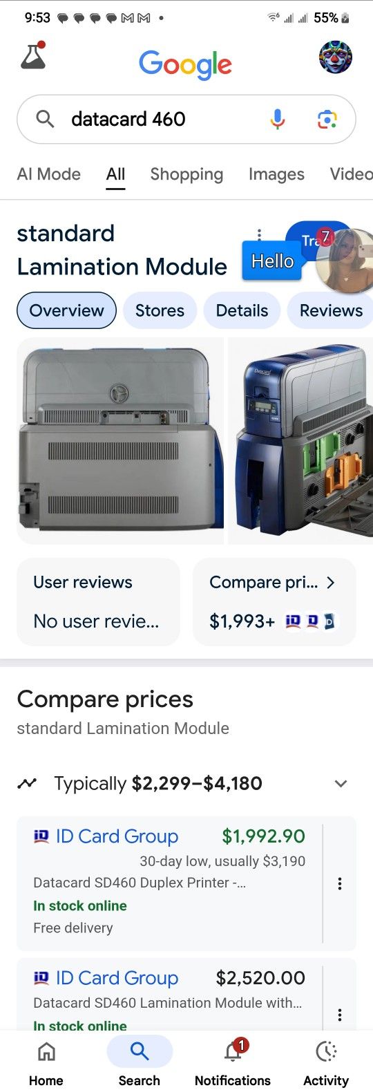 Data Card 460 I.d. Printer