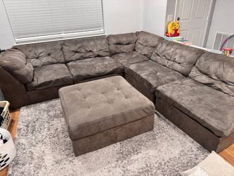 Oversized 6 Piece Modular Sectional Sofa with Ottoman