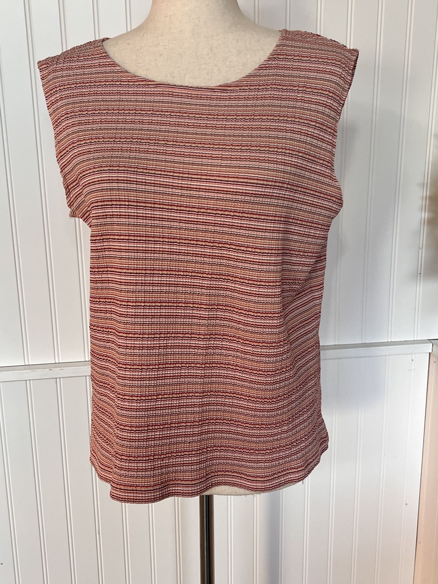 Pale Pink Multicolored Striped Sleeveless Top 