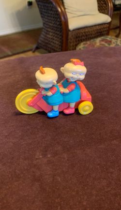 rugrats Burger King 1998 Rugrats Phil & Lil On Tandem Tricycle Pull Back Toy, 4" LongVintage