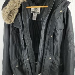 Route 66 Women  Large puffer black full coat with detachable hood