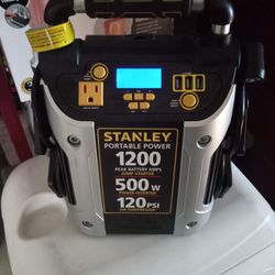 New Stanley High Output 1200 Cca .Porta-power Unit With 120psi Compressor And AC  Appliance Plug Port,And 3 USB Ports Built In Charger, Starts A Semi,