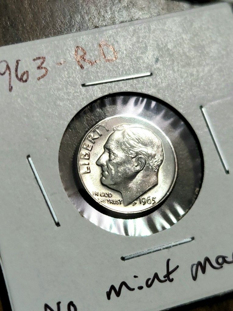 1965 Roosevelt Dime No Mint DDO/DDR