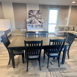 TYLER CREEK BLACK-GRAY DINING ROOM SET
7-Piece (Table+6 Side Chairs)