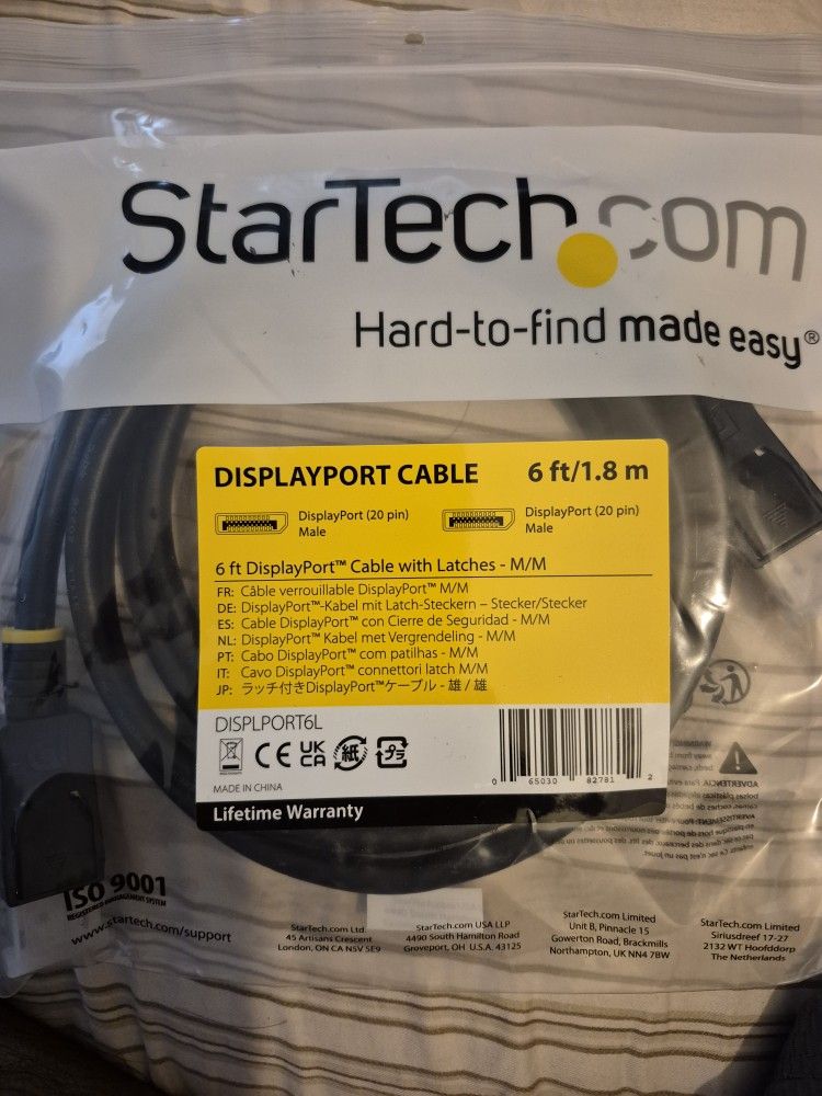 Startech Display Port Cable 6ft