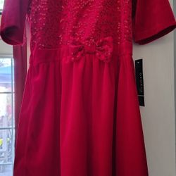 George Red Velvet Sequin Dress