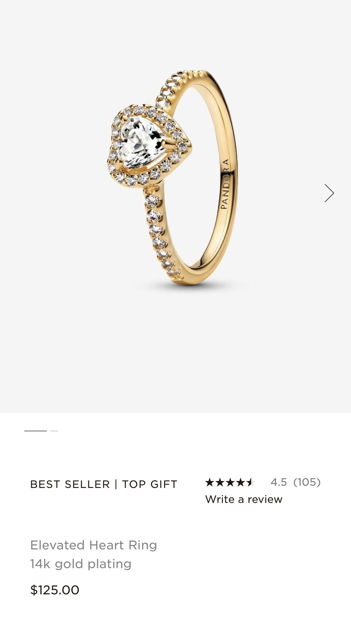 Size 6.5 Elevated Heart Ring 14k gold plating