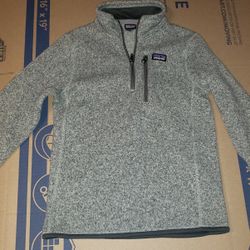 Patagonia Sweater  1/4 Quarter Zip Youth Size boys m 10 Stonewash Gray