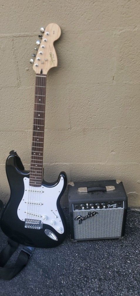 Fender Squir Electric Guitar With Amp For Beginners