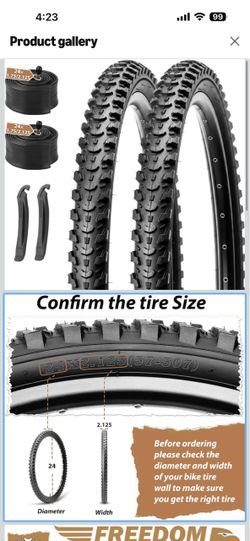 20/24/26x2.125 Mountain Bike Tires Set with Tubes & Levers, 2 Pack Deep Block Tread Provides Strong Grip And Control For Dirt Trails, Gravel Roads, Ro