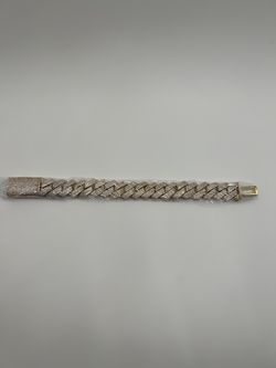 Moissanite Cuban Bracelet Miami 4 Row Iced Hip Hop Gold 15mm 8 Inch New VVS1