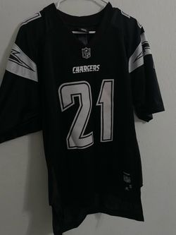 vintage Reebok San Diego Chargers black jersey featuring LaDainian Tomlinson's name and number 21