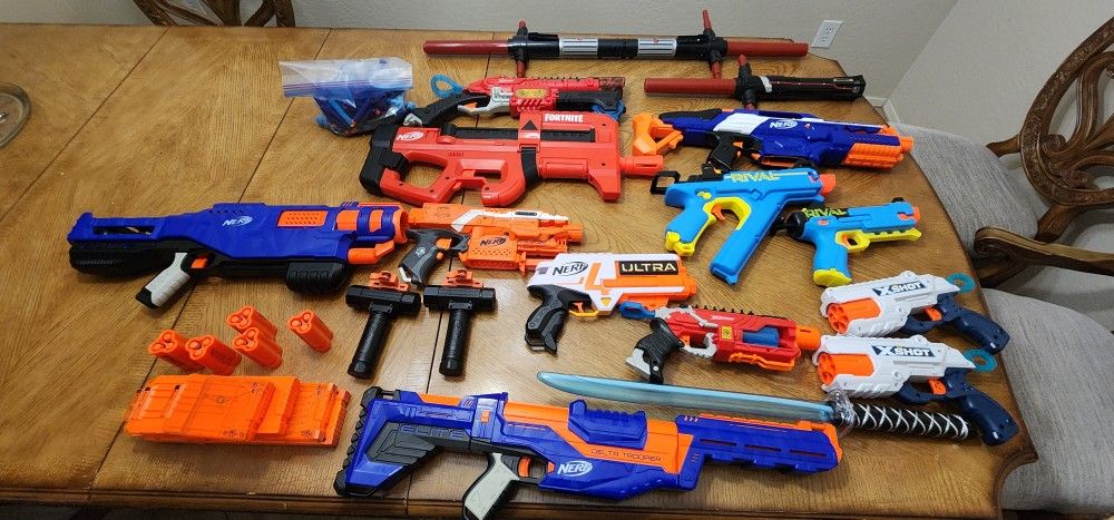 Nerf Guns and Light Saber