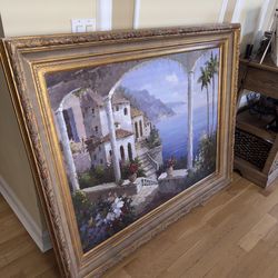 Decorative Painting-signed Large, Detailed Wood Frame