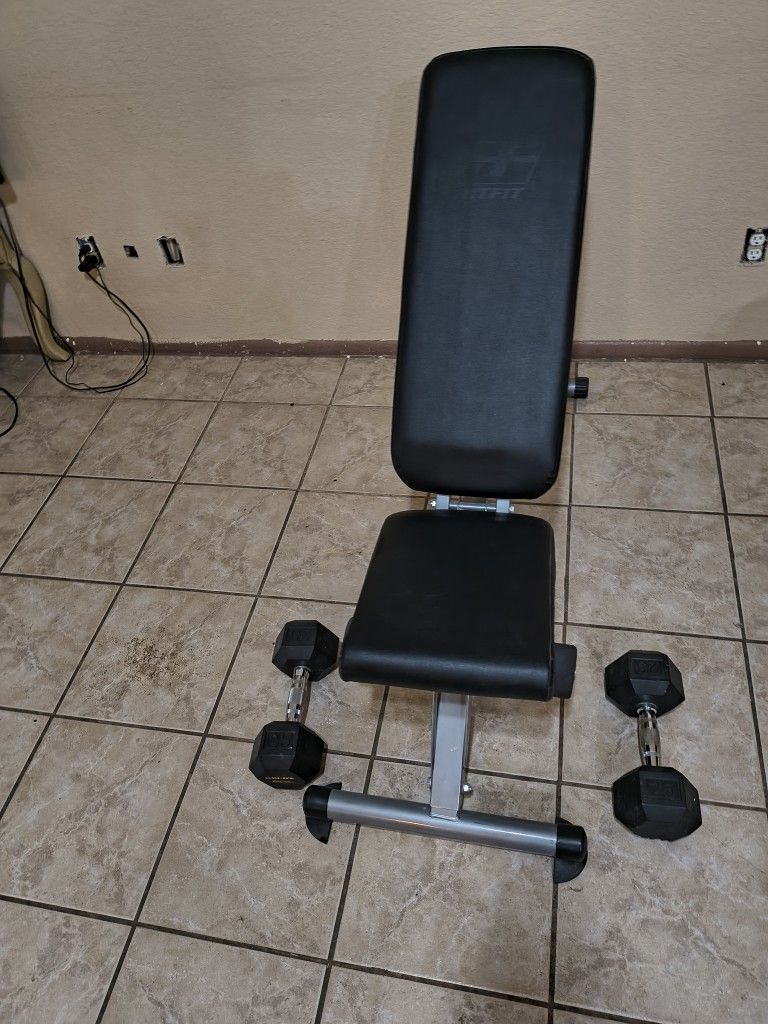 Weight Bench With 25 Lbs Dumbbells 