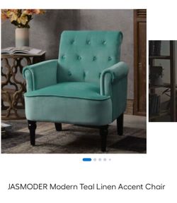 Modern Teal linen accent chair