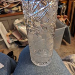 Cylinder Cut Lead Crystal Vase
