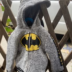 BATMAN Thick Zip Front Sweatshirt Jacket Size 3T