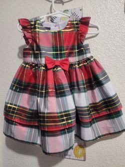 Girls Holiday Plaid Dress with Bow
