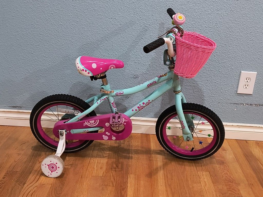 14" Joystar Paris BMX Girls Bike with Basket and Training Wheels 