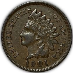 1901 U.S. INDIAN HEAD CENT COPPER PENNY 1c COIN (AU-About Uncirculated)