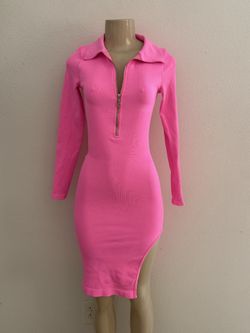 OQQ NEON PINK MIDI DRESS- Small