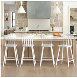 White 24.0-in H Counter height Wood Bar Stool 4 -Pack