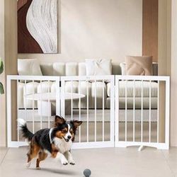 keny Dog Gate Indoor, 3 Panels each 24” H x 18” Freestanding Dog Gates with Support Feet for Stairs, Pet Gates for Doorways Hallways, Folding Pet Barr