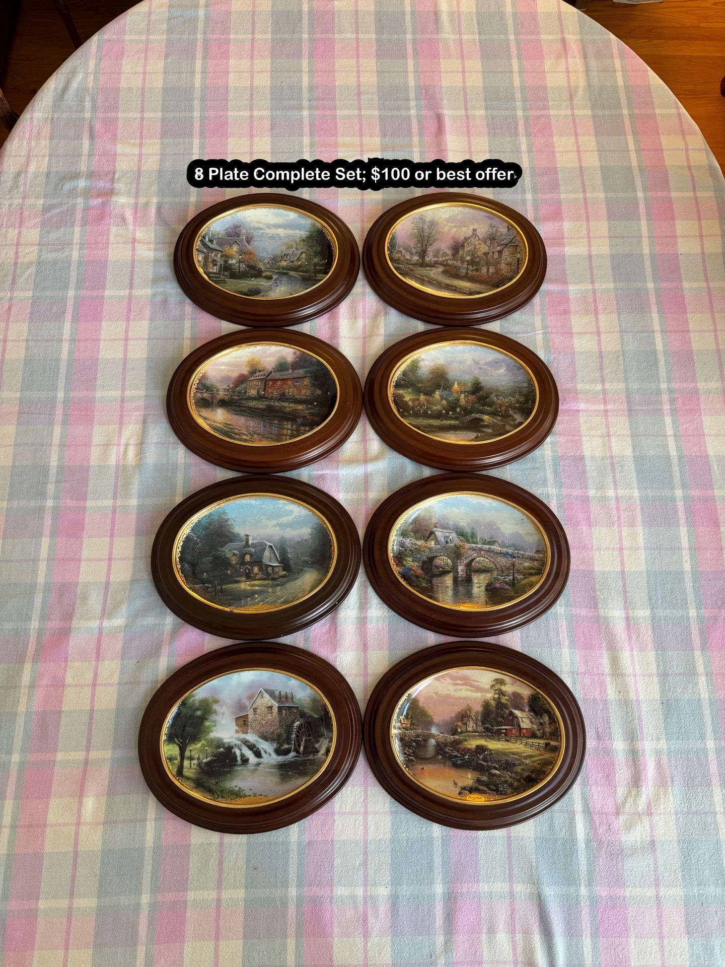 Thomas Kinkade's Lamplight Village 8 Plate Complete Set