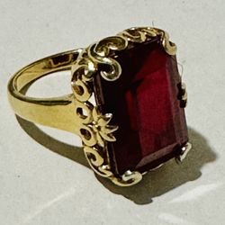 Vintage BBJ 925 Gold Plated Sterling Silver Ring Size 9  Stone Untested 