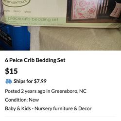 6 Piece Crib Bedding Set 