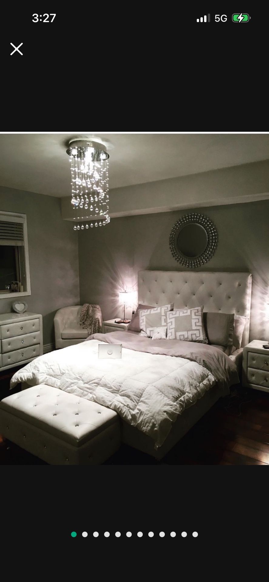 Baxton Tufted Crystal White Bedroom Set! Amazing Deal! 