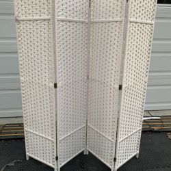 66.9 in. 4-Panel Room Divider, 4-Panel Folding Privacy Screen for Home Office, Bedroom, White