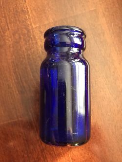 Cobalt blue medicine bottle