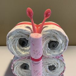 Butterfly Diaper Cake - Pink